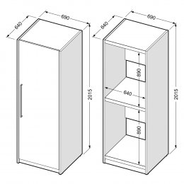 Dvostruki zatvoreni ormar predviđen za 2 uređaja (sušilicu/perilicu)