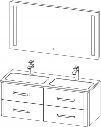 Charm / kompozicija IV / 120 cm
- Baza CHARM 120 s umivaonikom, 4 ladice
- Ogledalo s integriranom rasvjetom 120, 2 trake
