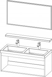 Basic / kompozicija I / 120 cm
- Baza BASIC 120 s umivaonikom
- Ogledalo s aluminijskim okvirom 120
- Polica 120